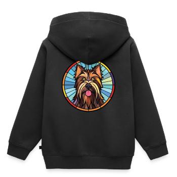 Skye Terrier chien race aquarelle Illustration - Sweat Premium à capuche enfant bio - noir - Dos - AI Model Kid Male (0cm)