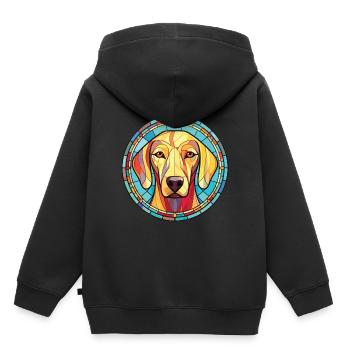 Sloughi Hunderasse bunte Aquarell-Illustration - Kinder Premium Organic Hoodie - Schwarz - Hinten - AI Model Kid Male (0cm)