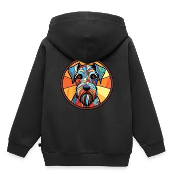 Standard Schnauzer chien race aquarelle colorée - Sweat Premium à capuche enfant bio - noir - Dos - AI Model Kid Male (0cm)