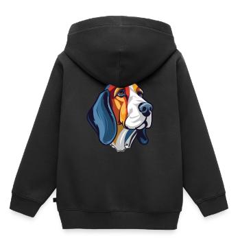 Französischer dreifarbiger Hundehund Rasse Aquarellglas - Kinder Premium Organic Hoodie - Schwarz - Hinten - AI Model Kid Male (0cm)