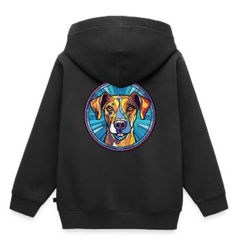 Alano Español chien race aquarelle illustration - Sweat Premium à capuche enfant bio - noir - Dos - AI Model Kid Male (0cm)