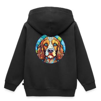 Briquet Griffon Vendéen race chien aquarelle verre - Sweat Premium à capuche enfant bio - noir - Dos - AI Model Kid Male (0cm)