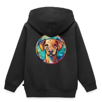 Cao De Castro Laboreiro Hunderasse Aquarellglas - Kinder Premium Organic Hoodie - Schwarz - Hinten - AI Model Kid Male (0cm)