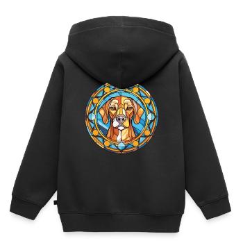 Illustration à l’aquarelle de race de chien de combat de Cordoue - Sweat Premium à capuche enfant bio - noir - Dos - AI Model Kid Male (0cm)