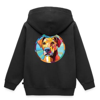 Braque Saint Germain chien race aquarelle colorée - Sweat Premium à capuche enfant bio - noir - Dos - AI Model Kid Male (0cm)