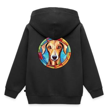 Old Croatian Sighthound Dog Breed Watercolor Glass - Kids Premium Organic Hoodie - black - Back - AI Model Kid Male (0cm)