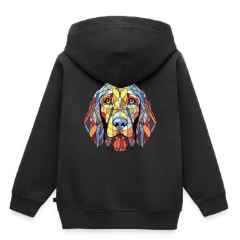 Chien de garde portugais chien race aquarelle colorée - Sweat Premium à capuche enfant bio - noir - Dos - AI Model Kid Male (0cm)