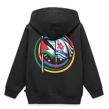 Einheit für den Frieden Flaggen Israels Palästina - Kinder Premium Organic Hoodie - Schwarz - Hinten - AI Model Kid Male (0cm)