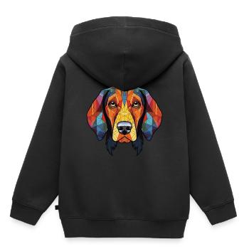 Serbischer dreifarbiger Jagdhund Hunderasse Aquarell - Kinder Premium Organic Hoodie - Schwarz - Hinten - AI Model Kid Male (0cm)