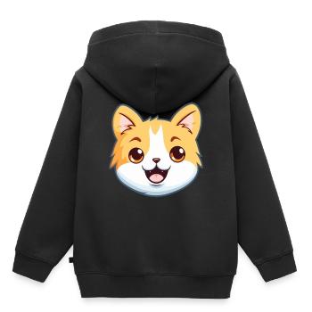 Bambino Cat Cartoon Illustration à l’aquarelle - Sweat Premium à capuche enfant bio - noir - Dos - AI Model Kid Male (0cm)