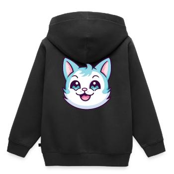 Hantilly Tiffany Katze Cartoon Aquarell Clipart - Kinder Premium Organic Hoodie - Schwarz - Hinten - AI Model Kid Male (0cm)