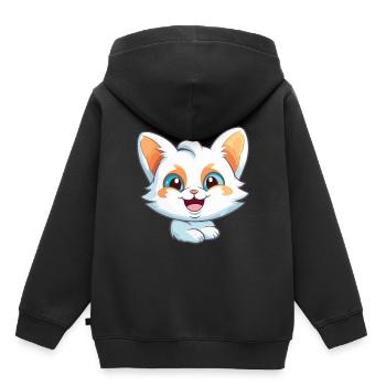 Brume australienne chat dessin animé aquarelle Clipart - Sweat Premium à capuche enfant bio - noir - Dos - AI Model Kid Male (0cm)