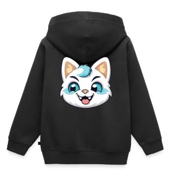 Hantilly Tiffany Katze Cartoon Aquarell Clipart - Kinder Premium Organic Hoodie - Schwarz - Hinten - AI Model Kid Male (0cm)