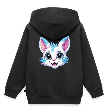 Australien tacheté brume chat dessin animé Art de l’aquarelle - Sweat Premium à capuche enfant bio - noir - Dos - AI Model Kid Male (0cm)