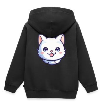 Bambino Cat Cartoon Illustration à l’aquarelle - Sweat Premium à capuche enfant bio - noir - Dos - AI Model Kid Male (0cm)
