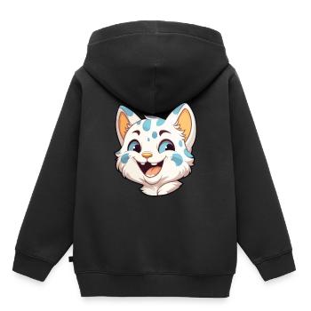 Australien tacheté brume chat dessin animé Art de l’aquarelle - Sweat Premium à capuche enfant bio - noir - Dos - AI Model Kid Male (0cm)