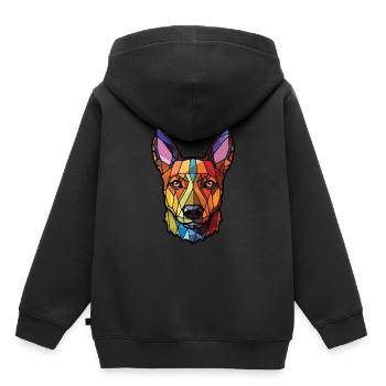 Lancashire Heeler Ormskirk Terrier Hund Aquarell - Kinder Premium Organic Hoodie - Schwarz - Hinten - AI Model Kid Male (0cm)