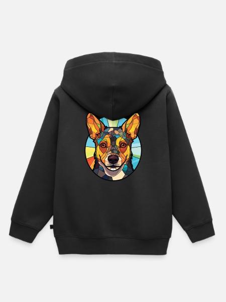 Lancashire Heeler Hunderasse buntes Aquarell - Hoodie Premium barn ekologisk - svart