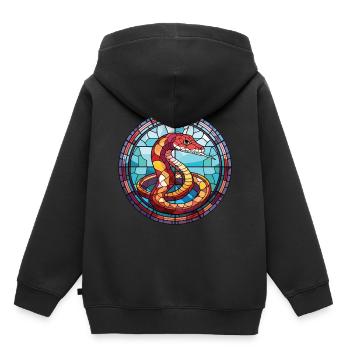 Kobra, farbenfrohe Aquarell-Tierhaustier-Illustration - Kinder Premium Organic Hoodie - Schwarz - Hinten - AI Model Kid Male (0cm)