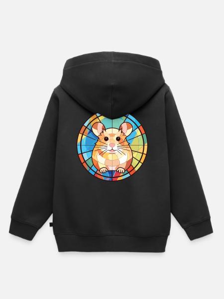Hamster aquarelle colorée illustration animale - Sweat Premium à capuche enfant bio - noir