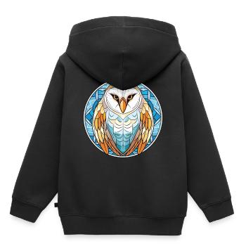 Bunte Aquarell-Tierillustration der Schleiereule - Kinder Premium Organic Hoodie - Schwarz - Hinten - AI Model Kid Male (0cm)