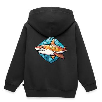Hai buntes Aquarell Tier Haustier Illustration - Kinder Premium Organic Hoodie - Schwarz - Hinten - AI Model Kid Male (0cm)