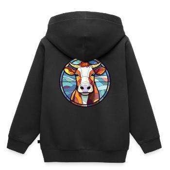 Cow Colorful Watercolor Animal Pet Illustration - Kids Premium Organic Hoodie - black - Back - AI Model Kid Male (0cm)