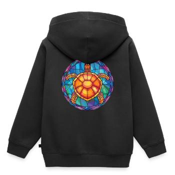 Schildkröte buntes Aquarell Tier Haustier Illustration - Kinder Premium Organic Hoodie - Schwarz - Hinten - AI Model Kid Male (0cm)