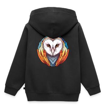 Schleiereule bunte Aquarell-Tier-Illustration - Kinder Premium Organic Hoodie - Schwarz - Hinten - AI Model Kid Male (0cm)