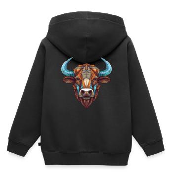 Bison bison bison bison aquarelle coloré Animal - Sweat Premium à capuche enfant bio - noir - Dos - AI Model Kid Male (0cm)