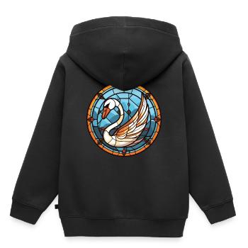 Cygne aquarelle colorée Animal animal de compagnie Illustration - Sweat Premium à capuche enfant bio - noir - Dos - AI Model Kid Male (0cm)
