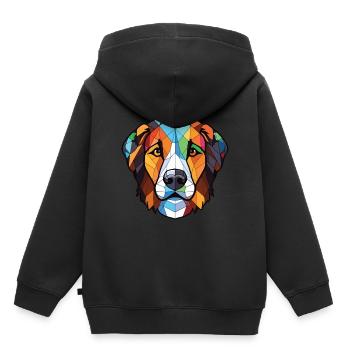 Chien de berger des Carpates race aquarelle colorée - Sweat Premium à capuche enfant bio - noir - Dos - AI Model Kid Male (0cm)