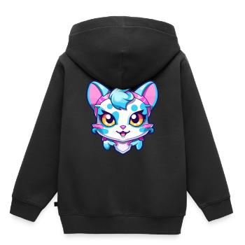 Hantilly Tiffany Katze Aquarell Cartoon Kawaii - Kinder Premium Organic Hoodie - Schwarz - Hinten - AI Model Kid Male (0cm)