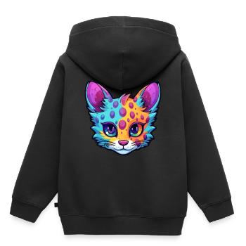 Australien brume chat aquarelle dessin animé Kawaii - Sweat Premium à capuche enfant bio - noir - Dos - AI Model Kid Male (0cm)
