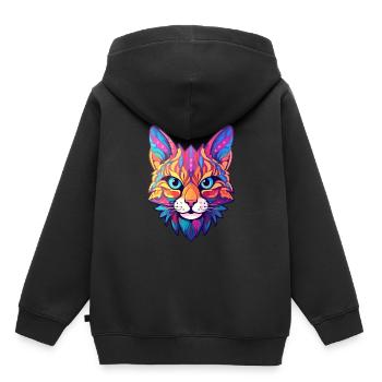 Rotluchs buntes Aquarell Karikatur Kawaii Tier - Kinder Premium Organic Hoodie - Schwarz - Hinten - AI Model Kid Male (0cm)