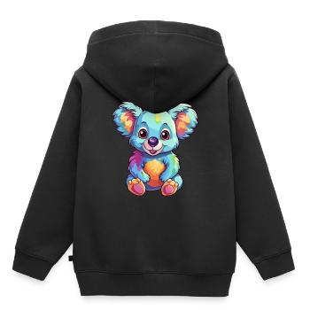 Koala Buntes Aquarell Cartoon Kawaii Tier - Kinder Premium Organic Hoodie - Schwarz - Hinten - AI Model Kid Male (0cm)