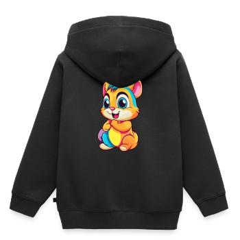 Chipmunk Aquarelle Colorée Dessin Animé Kawaii Animal - Sweat Premium à capuche enfant bio - noir - Dos - AI Model Kid Male (0cm)