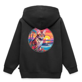 Rotluchs buntes Aquarell Karikatur Kawaii Tier - Kinder Premium Organic Hoodie - Schwarz - Hinten - AI Model Kid Male (0cm)