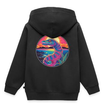 Kobra Buntes Aquarell Cartoon Kawaii Tier - Kinder Premium Organic Hoodie - Schwarz - Hinten - AI Model Kid Male (0cm)