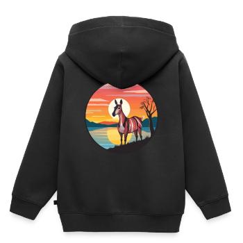 Okapi Colorful Watercolor Cartoon Kawaii Animal - Kids Premium Organic Hoodie - black - Back - AI Model Kid Male (0cm)