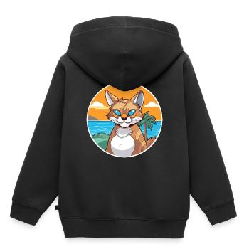 Rotluchs Aquarell Cartoon Kawaii Clipart Tier - Kinder Premium Organic Hoodie - Schwarz - Hinten - AI Model Kid Male (0cm)