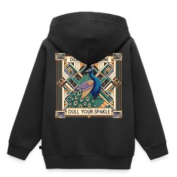 Elégance Art Déco : Fier Paon - Sweat Premium à capuche enfant bio - noir - Dos - AI Model Kid Male (0cm)