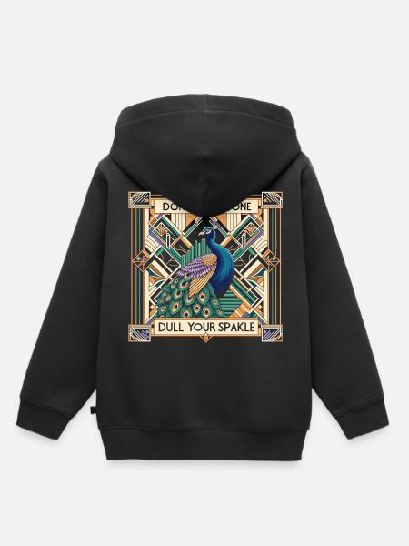 Art-Déco Eleganz: Stolzer Pfau - Kinder Premium Organic Hoodie - Schwarz