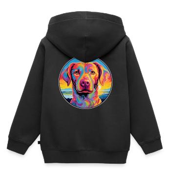 Alano Español Race de chien Coloré Dessin animé Watercolo - Sweat Premium à capuche enfant bio - noir - Dos - AI Model Kid Male (0cm)