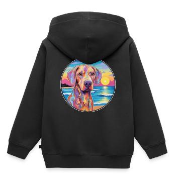 Braque Saint Germain Race De Chien Coloré Cartoon Wa - Sweat Premium à capuche enfant bio - noir - Dos - AI Model Kid Male (0cm)