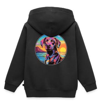 Braque Auvergne Race De Chien Coloré Cartoon Waterco - Sweat Premium à capuche enfant bio - noir - Dos - AI Model Kid Male (0cm)