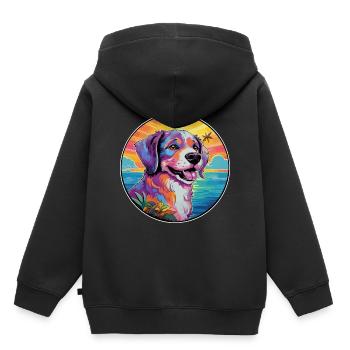 Cao de Castro Laboreiro Hunderasse Bunte Karikatur - Kinder Premium Organic Hoodie - Schwarz - Hinten - AI Model Kid Male (0cm)