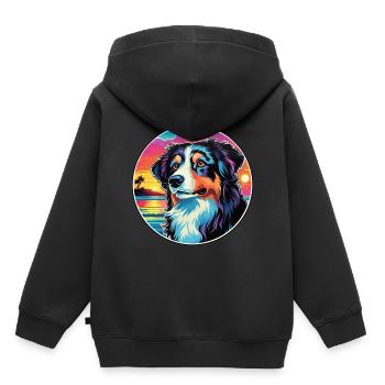 Race de chien de berger des Carpates Dessin animé coloré Wat - Sweat Premium à capuche enfant bio - noir - Dos - AI Model Kid Male (0cm)