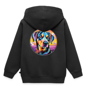 Moscou Chien De Garde Chien Race Coloré Dessin Animé Waterco - Sweat Premium à capuche enfant bio - noir - Dos - AI Model Kid Male (0cm)