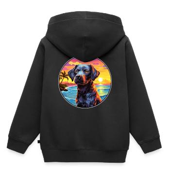 Chien de garde portugais race de chien coloré dessin animé Wat - Sweat Premium à capuche enfant bio - noir - Dos - AI Model Kid Male (0cm)